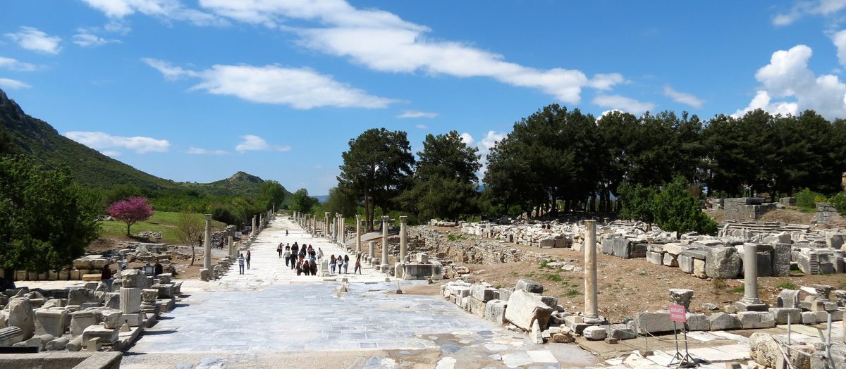 Columns lining the colonnaded street that ran from the Commercial Agora to the harbor of Ephesus