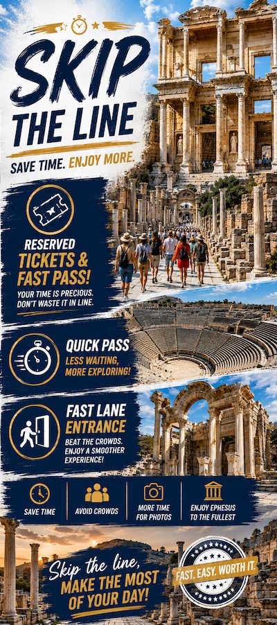Reserved Ephesus tickets with fast lane entrance — no waiting at the gates with our priority pass